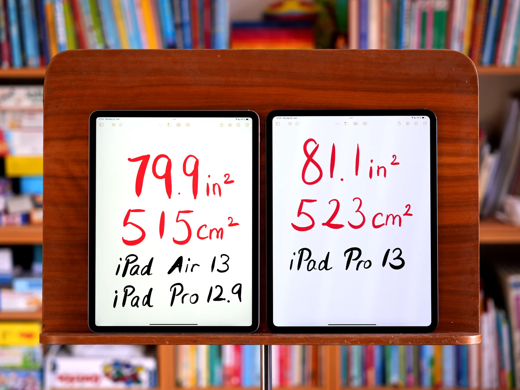 iPad Pro 13 vs iPad Air 13 - Comparación del tamaño y del área de las pantallas