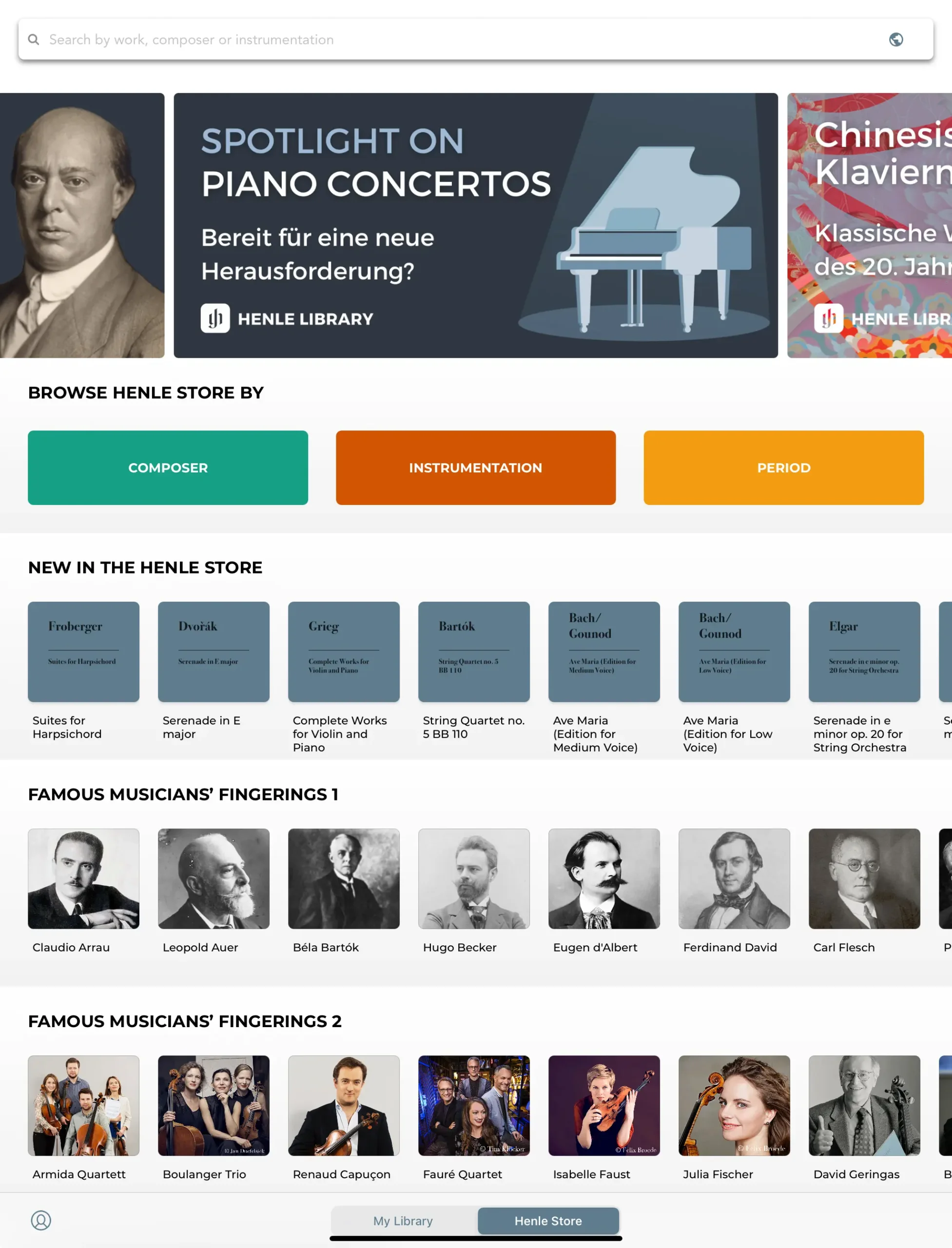 Henle Library App - Aplicación de lectura de partituras para iPads, iPhones, tabletas y teléfonos móviles Android